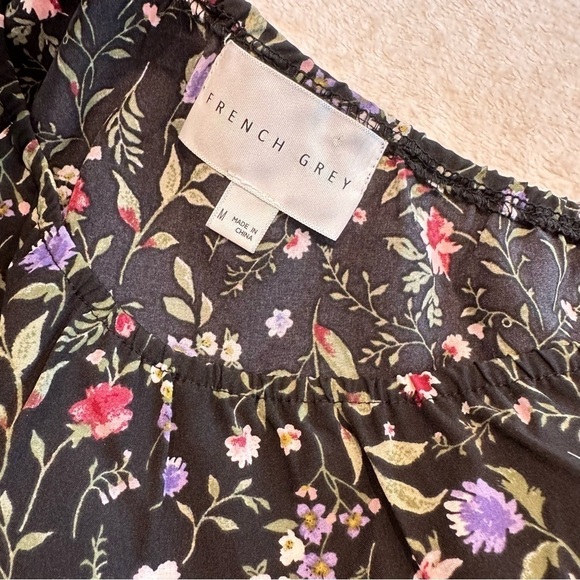 NWOT French Grey One Shoulder Floral Mini Dress - Picture 3 of 10